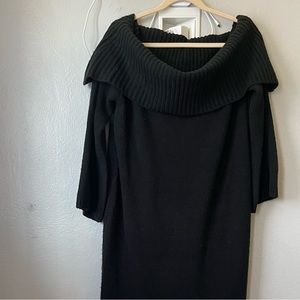 ELOQUII black cowl off the shoulder sweater dress with 3/4 bell sleeves